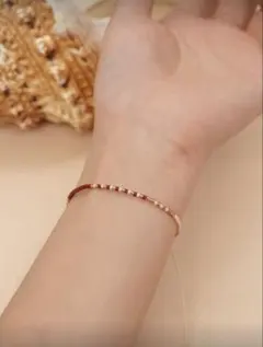 ビーズブレスレット　赤　調節可