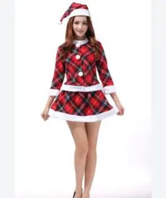サンタコスプレ衣装 赤と黒チェック