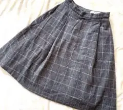 【58-85】イネス×ユニクロ チェック膝丈スカート 人気コラボ