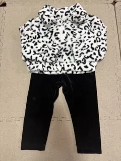 ヒョウ柄 ボアトップス ベロアパンツ セット
