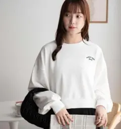 WEGO ロゴ刺繍 クロップド丈 スウェット 白 F