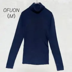 OFUON BASIC オフオンベーシック リブタートルネック ネイビー M