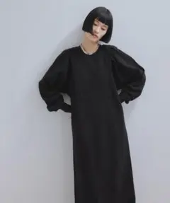 ADAM ET ROPÉ バルーンスリーブ スウェットワンピース　黒 F