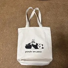 パンダ柄 キャンバストートバッグ ホワイトのサムネイル