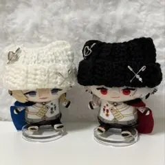 【ホワイト、ブラック】にじぱぺっと ぬい服 10cm 猫耳帽子 2個セット