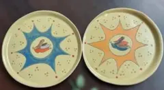 カラフルな星形デザイン 陶器小皿ペア