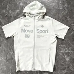 デサント Move Sport 半袖パーカー L 白 フルジップ
