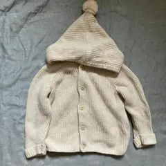 H&M ニットカーディガン フード付き ポンポン 86サイズ