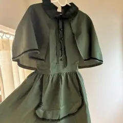 中古品コスプレ　洋館メイド　ミニワンピース ケープ ハロウィン 仮装 大人用