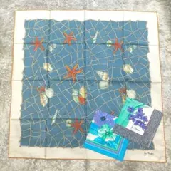 ジムトンプソン　スカーフ　ハンカチ　シルク　花柄　貝殻　まとめ　3点