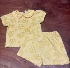 モイモルン　ベビー服 セットアップ 花柄 イエロー　90 女の子　襟付きのサムネイル