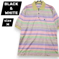 Black&White　ブラック&ホワイト　ポロシャツ　マルチカラー　M