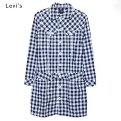 Levi's 青白ブロックチェックシャツワンピースのサムネイル
