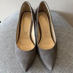 グレー スエード ハイヒールパンプス 約7cm