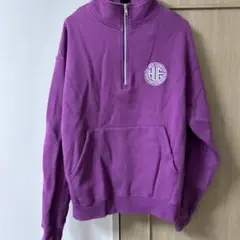 パープル ジッパー付きスウェット　HUF 紫　ハーフジップ