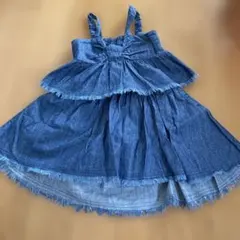 アプレレクール　デニムブルー フリル付きノースリーブ