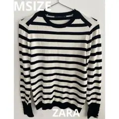 ZARA KNIT ストライプニットセーター M 長袖　ニット　モノトーン