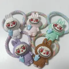 LABUBU ラブブ　ヘアゴム①　5点セット パステルカラー