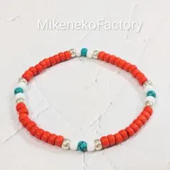 グリーンターコイズのネイティブビーズブレスレット