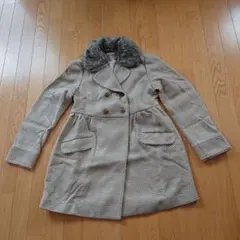 未使用 axes femme アクシーズファム ファー付 コート 薄茶 M