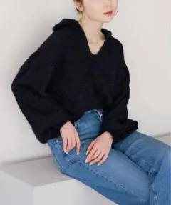 NOBLEフェザーカノコスキッパーニット 美品！のサムネイル