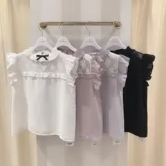 evelyn レースリボンノースリーブTP ホワイト