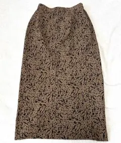 レオパード柄薄手ロングスカートブラウン系9AR
