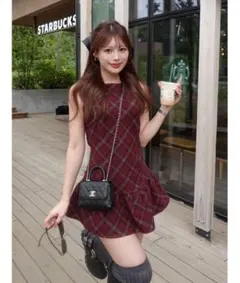 Darich タータンチェックノースリミニワンピ