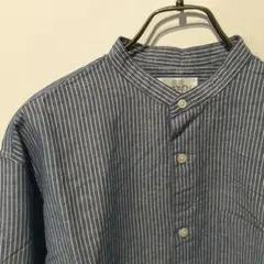 UNIQLO ユニクロ 長袖シャツ ストライプ バンドカラーのサムネイル