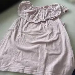 薄いピンクのレースフリルチュニック 100cm