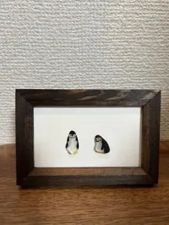 【ハンドメイド】シーグラスアート　ヒゲペンギン