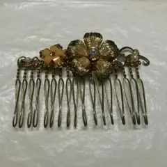 花モチーフ ヘアコーム ゴールド