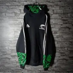 レアモデル☆アディダスパーカーマオリオールブラックス 胸ロゴ 腕ネイティブ柄