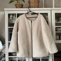 クリーム色 ボアジャケット オーバーサイズ