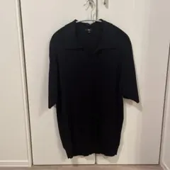 PLST スキッパーニットポロ　ブラック XL