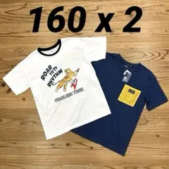 新品　半袖Tシャツセット　160㎝　ホワイト・ネイビー　男の子のサムネイル