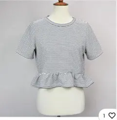 美品　H&M ストライプ トップス　シャツ レディース M ペプラム