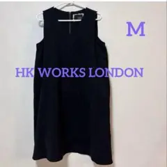 HK WORKS LONDON 裏地付ノースリーブワンピース【M】無地シンプル黒のサムネイル