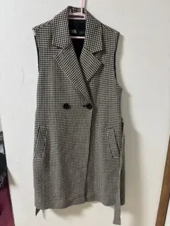 ZARA チェック柄 ダブルブレスト ベスト M
