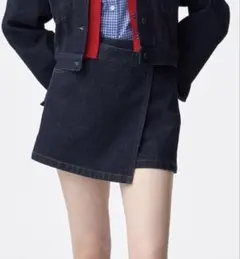 GU デニムラップスコート　ネイビー