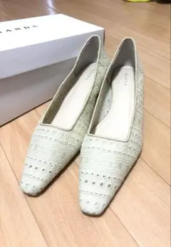 RANDA スクエアトゥレースパンプス 24.5cm