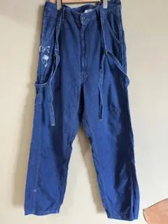 johnbull ネイビーデニムサスペンダーパンツ
