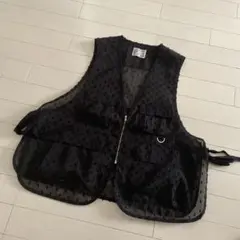 ニコアンド　フィッシングベスト　ブラックメッシュ