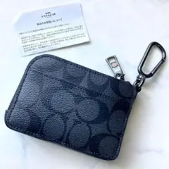 未使用級 コーチ 財布 コインケース キーリング シグネチャー 黒