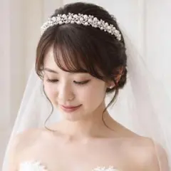 【新品】ブライダルアクセサリー パールカチューシャ 結婚式 披露宴 髪飾り