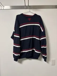 古着 ネイビー ストライプ トレーナー 長袖