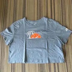 Nike yoga レディスTシャツ ライトブルー ヨガトップス ショート丈