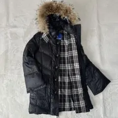 BURBERRY バーバリー リアルファー ノバチェック ダウンコート ブラック