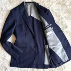 極美品L✨エディフィス テーラードジャケット シルク混 モヘヤ ネイビー 背抜き