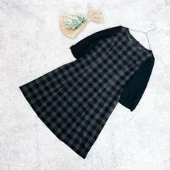 A3443【ストロベリーフィールズ】落ち着きカラーチェック柄Aラインワンピース